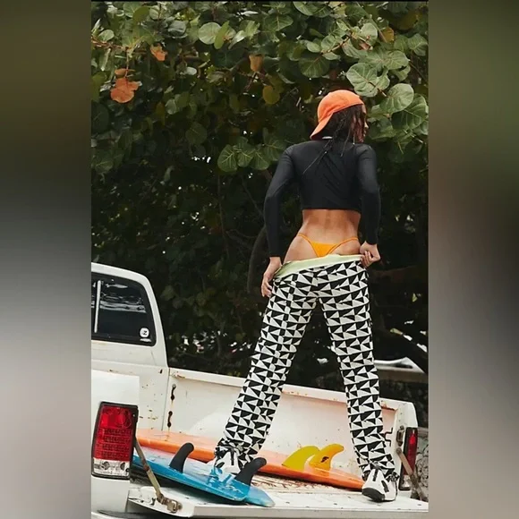 Free People Movement M Cascade Printed Flare Pants in Off the Grid Combo - Picture 2 of 6